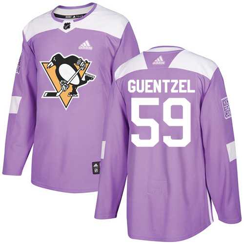 Men's Adidas Pittsburgh Penguins #59 Jake Guentzel Purple Authentic Fights Cancer Stitched NHL