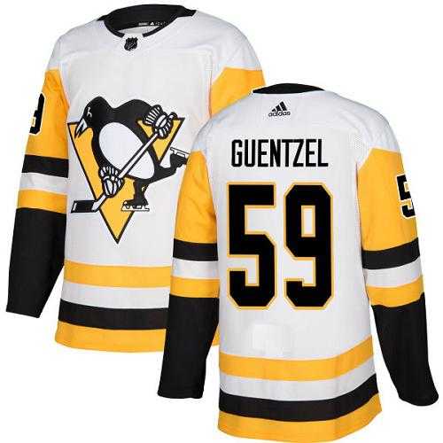 Men's Adidas Pittsburgh Penguins #59 Jake Guentzel White Road Authentic Stitched NHL