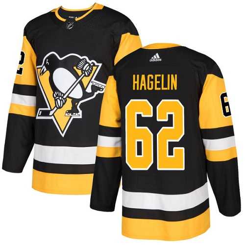 Men's Adidas Pittsburgh Penguins #62 Carl Hagelin Black Home Authentic Stitched NHL Jersey