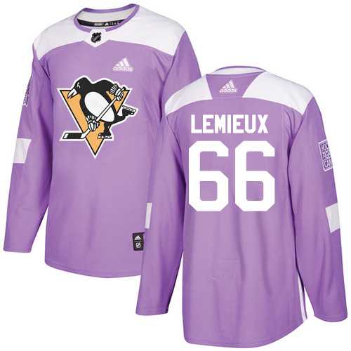 Men's Adidas Pittsburgh Penguins #66 Mario Lemieux Purple Authentic Fights Cancer Stitched NHL