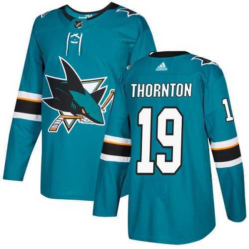 Men's Adidas San Jose Sharks #19 Joe Thornton Teal Home Authentic Stitched NHL Jersey