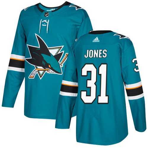 Men's Adidas San Jose Sharks #31 Martin Jones Teal Home Authentic Stitched NHL Jersey