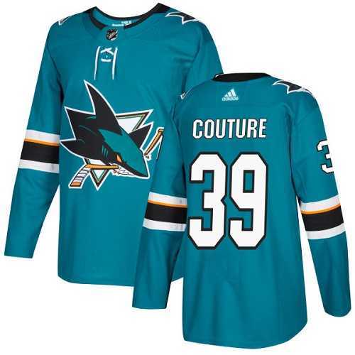 Men's Adidas San Jose Sharks #39 Logan Couture Teal Home Authentic Stitched NHL Jersey