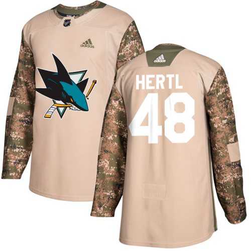 Men's Adidas San Jose Sharks #48 Tomas Hertl Camo Authentic 2017 Veterans Day Stitched NHL Jersey