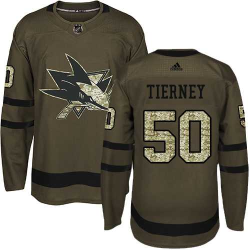 Men's Adidas San Jose Sharks #50 Chris Tierney Green Salute to Service Stitched NHL Jersey