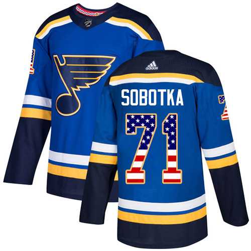 Men's Adidas St. Louis Blues #71 Vladimir Sobotka Blue Home Authentic USA Flag Stitched NHL Jersey