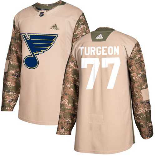 Men's Adidas St. Louis Blues #77 Pierre Turgeon Camo Authentic 2017 Veterans Day Stitched NHL Jersey