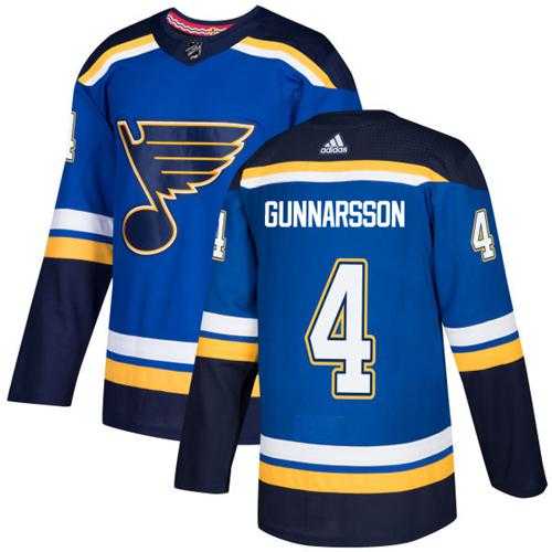 Men's Adidas St.Louis Blues #4 Carl Gunnarsson Blue Home Authentic Stitched NHL Jersey