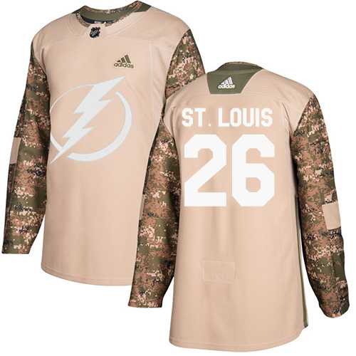 Men's Adidas Tampa Bay Lightning #26 Martin St. Louis Camo Authentic 2017 Veterans Day Stitched NHL Jersey