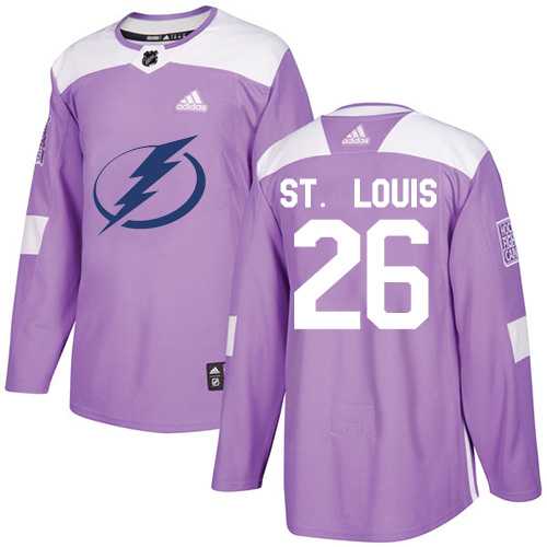 Men's Adidas Tampa Bay Lightning #26 Martin St. Louis Purple Authentic Fights Cancer Stitched NHL