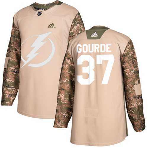 Men's Adidas Tampa Bay Lightning #37 Yanni Gourde Camo Authentic 2017 Veterans Day Stitched NHL Jersey