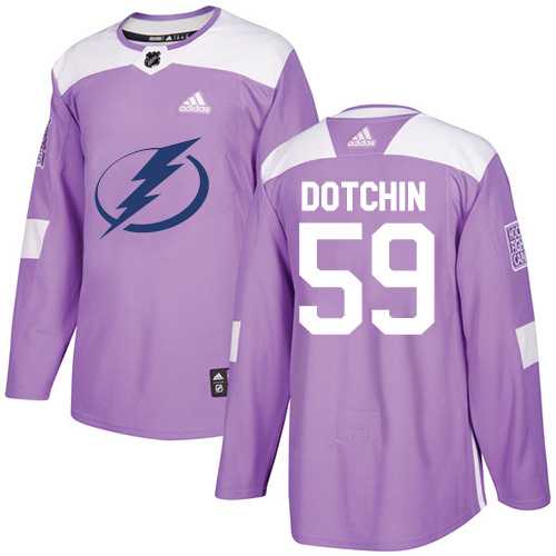Men's Adidas Tampa Bay Lightning #59 Jake Dotchin Purple Authentic Fights Cancer Stitched NHL