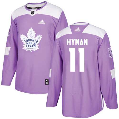 Men's Adidas Toronto Maple Leafs #11 Zach Hyman Purple Authentic Fights Cancer Stitched NHL