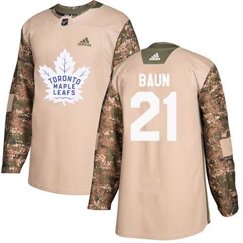 Men's Adidas Toronto Maple Leafs #21 Bobby Baun Camo Authentic 2017 Veterans Day Stitched NHL Jersey