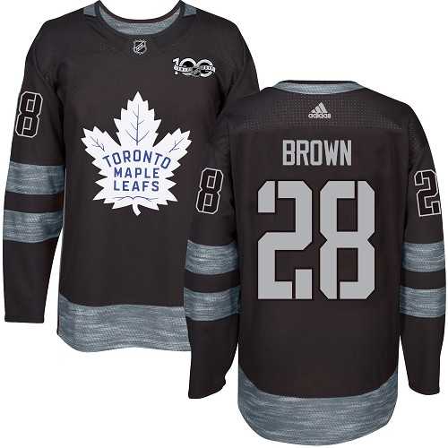 Men's Adidas Toronto Maple Leafs #28 Connor Brown Black 1917-2017 100th Anniversary Stitched NHL Jersey
