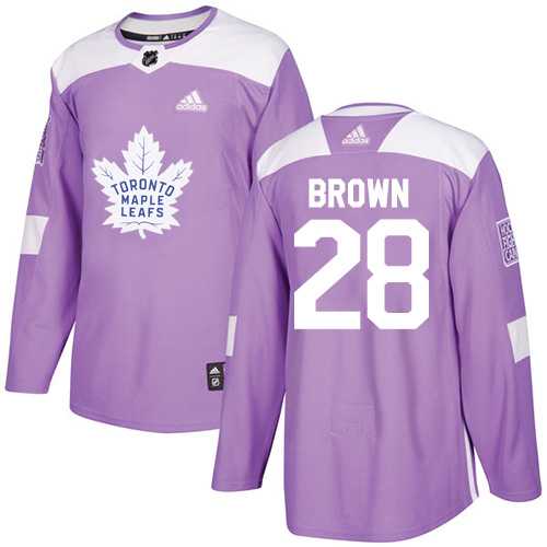 Men's Adidas Toronto Maple Leafs #28 Connor Brown Purple Authentic Fights Cancer Stitched NHL