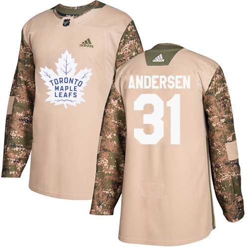 Men's Adidas Toronto Maple Leafs #31 Frederik Andersen Camo Authentic 2017 Veterans Day Stitched NHL Jersey