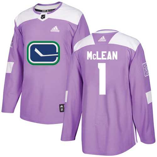 Men's Adidas Vancouver Canucks #1 Kirk Mclean Purple Authentic Fights Cancer Stitched NHL