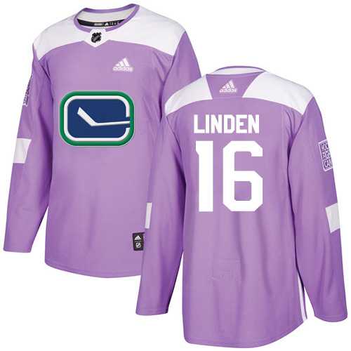 Men's Adidas Vancouver Canucks #16 Trevor Linden Purple Authentic Fights Cancer Stitched NHL