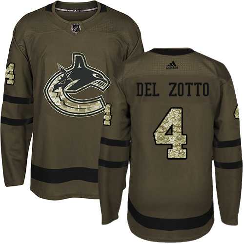 Men's Adidas Vancouver Canucks #4 Michael Del Zotto Green Salute to Service Stitched NHL Jersey