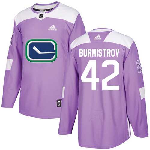 Men's Adidas Vancouver Canucks #42 Alex Burmistrov Purple Authentic Fights Cancer Stitched NHL