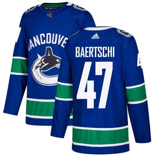 Men's Adidas Vancouver Canucks #47 Sven Baertschi Blue Home Authentic Stitched NHL Jersey