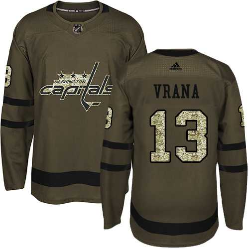 Men's Adidas Washington Capitals #13 Jakub Vrana Green Salute to Service Stitched NHL Jersey