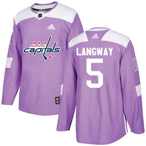 Men's Adidas Washington Capitals #5 Rod Langway Purple Authentic Fights Cancer Stitched NHL