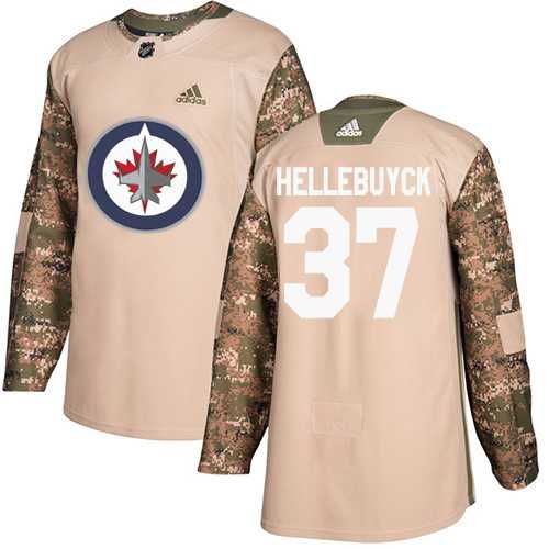 Men's Adidas Winnipeg Jets #37 Connor Hellebuyck Camo Authentic 2017 Veterans Day Stitched NHL Jersey