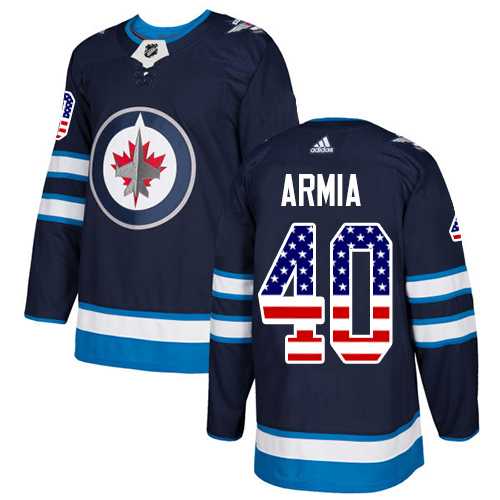 Men's Adidas Winnipeg Jets #40 Joel Armia Navy Blue Home Authentic USA Flag Stitched NHL Jersey