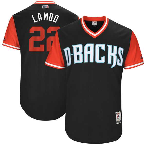 Men's Arizona Diamondbacks #22 Jake Lamb Lambo Majestic Black 2017 Little League World Series Players Weekend Jersey