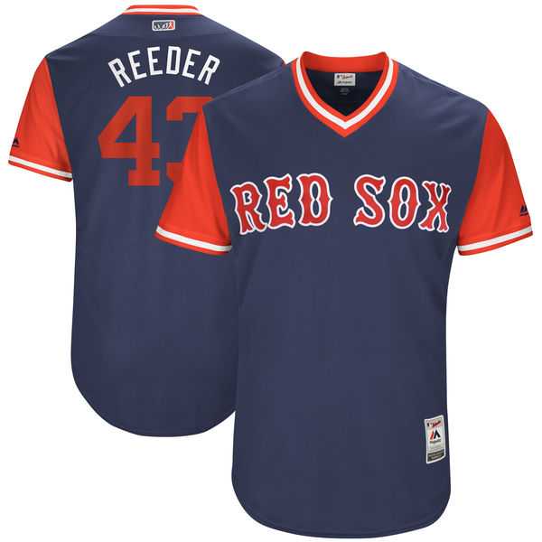 Men's Boston Red Sox #43 Addison Reed Reeder Majestic Navy 2017 Little League World Series Players Weekend Jersey