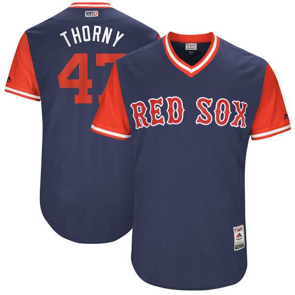 Men's Boston Red Sox #47 Tyler Thornburg Thorny Majestic Navy 2017 Little League World Series Players Weekend Jersey