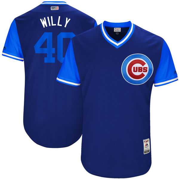 Men's Chicago Cubs #40 Willson Contreras Willy Majestic Royal 2017 Little League World Series Players Weekend Jersey