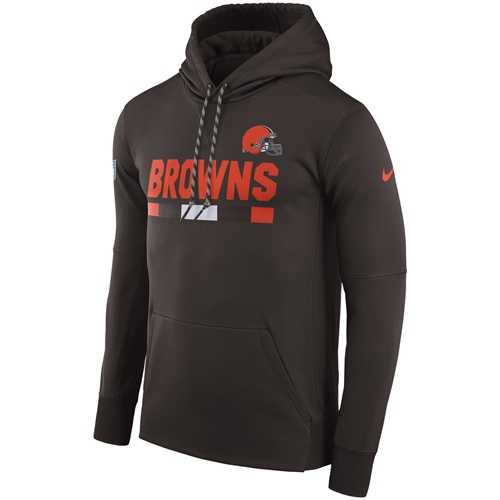 Men's Cleveland Browns Nike Brown Sideline ThermaFit Performance PO Hoodie
