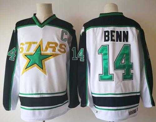 Men's Dallas Stars #14 Jamie Benn White Road Authentic Stitched NHL Jersey