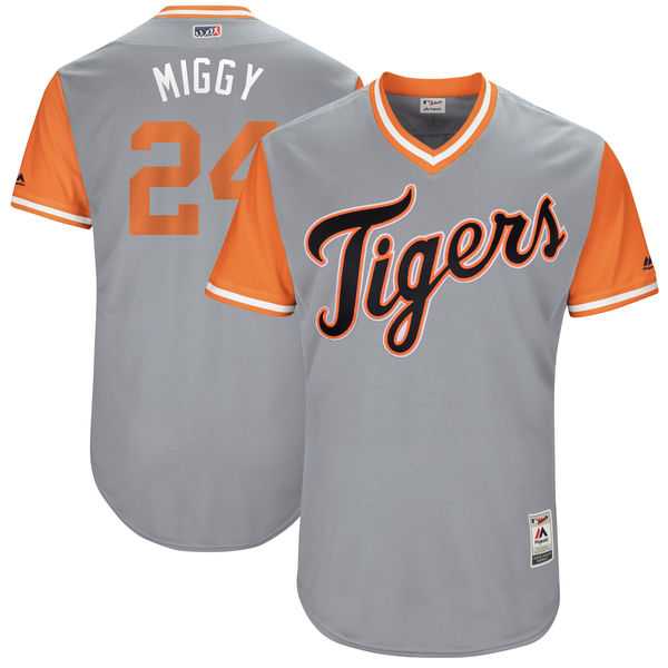 Men's Detroit Tigers #24 Miguel Cabrera Miggy Majestic Gray 2017 Little League World Series Players Weekend Jersey