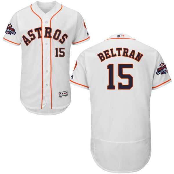 Men's Houston Astros #15 Carlos Beltran White Flexbase Authentic Collection 2017 World Series Champions Stitched MLB Jersey