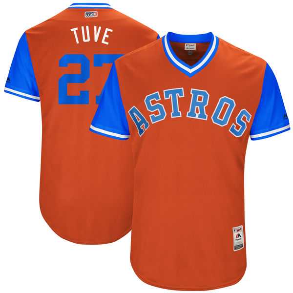 Men's Houston Astros #27 Jose Altuve Tuve Majestic Orange 2017 Little League World Series Players Weekend Jersey