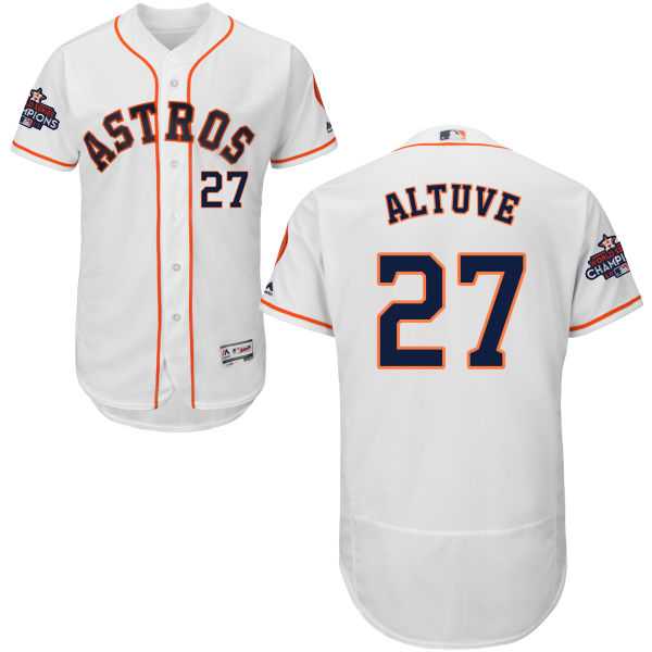 Men's Houston Astros #27 Jose Altuve White Flexbase Authentic Collection 2017 World Series Champions Stitched MLB Jersey
