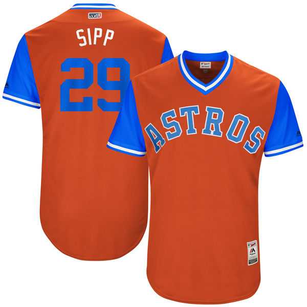 Men's Houston Astros #29 Tony Sipp Sipp Majestic Orange 2017 Little League World Series Players Weekend Jersey