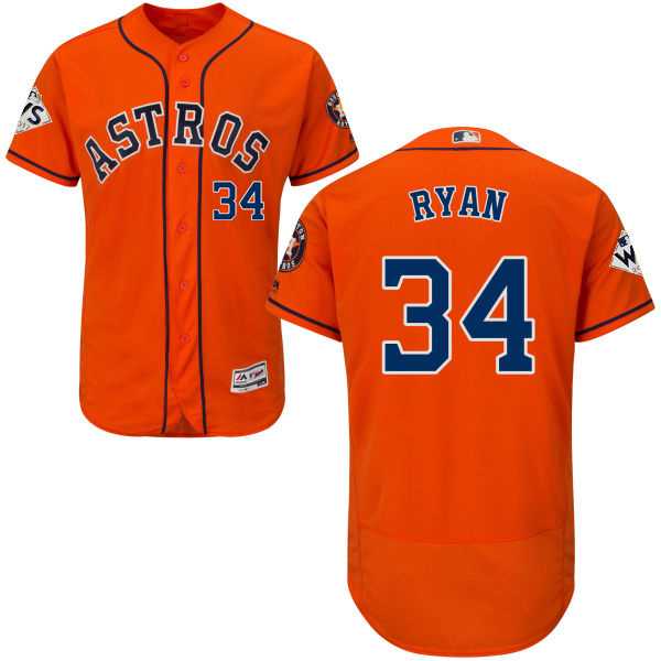 Men's Houston Astros #34 Nolan Ryan Orange Flexbase Authentic Collection 2017 World Series Bound Stitched MLB Jersey