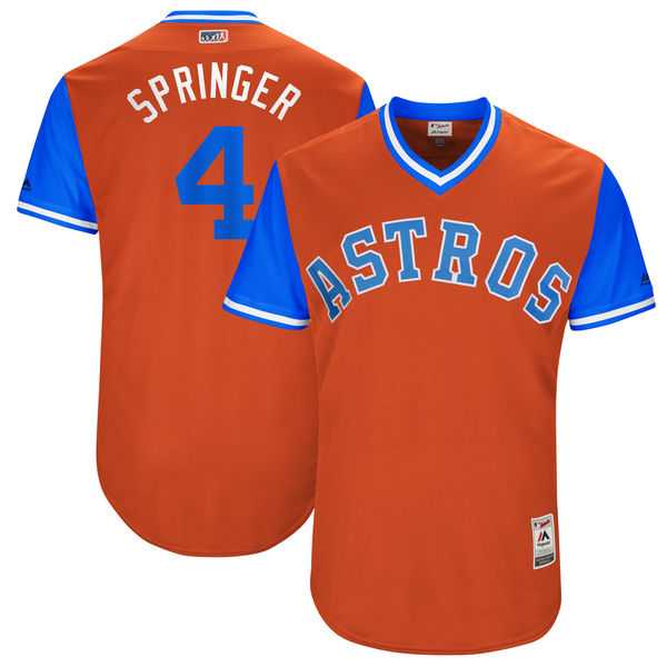 Men's Houston Astros #4 George Springer Springer Majestic Orange 2017 Little League World Series Players Weekend Jersey