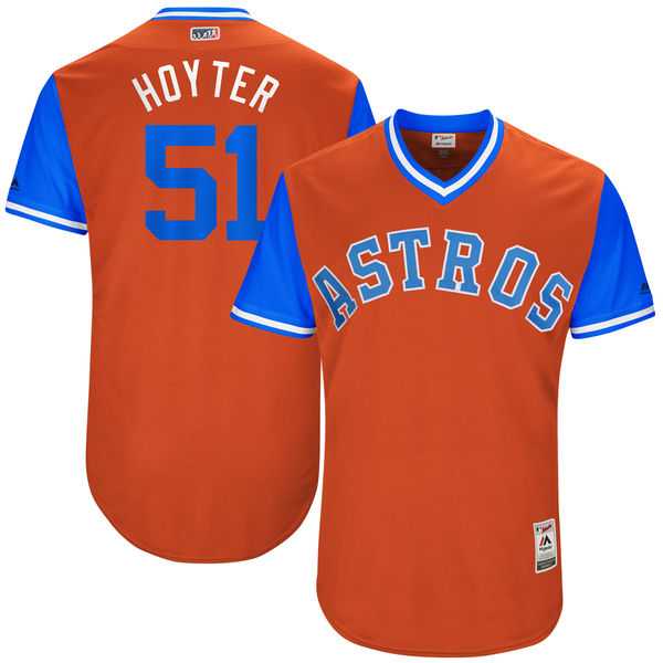 Men's Houston Astros #51 James Hoyt Hoyter Majestic Orange 2017 Little League World Series Players Weekend Jersey