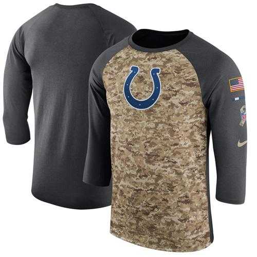 Men's Indianapolis Colts Nike Camo Anthracite Salute to Service Sideline Legend Performance Three-Quarter Sleeve T-Shirt