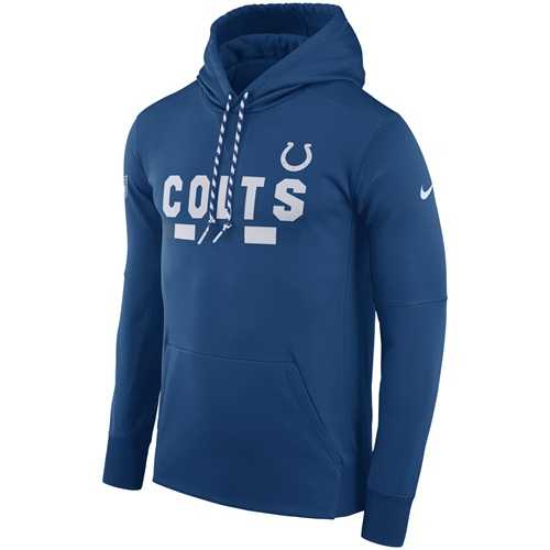 Men's Indianapolis Colts Nike Royal Sideline ThermaFit Performance PO Hoodie