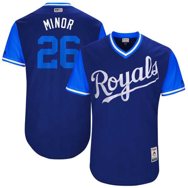 Men's Kansas City Royals #26 Mike Minor Minor Majestic Royal 2017 Little League World Series Players Weekend Jersey