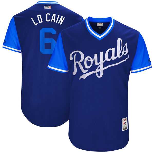 Men's Kansas City Royals #6 Lorenzo Cain Lo Cain Majestic Royal 2017 Little League World Series Players Weekend Jersey