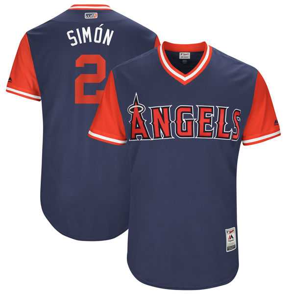 Men's Los Angeles Angels #2 Andrelton Simmons Sim?n Majestic Navy 2017 Little League World Series Players Weekend Jersey