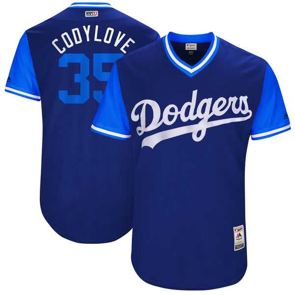 Men's Los Angeles Dodgers #35 Cody Bellinger Codylove Majestic Navy 2017 Little League World Series Players Weekend Jersey